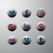 3d icon buttons social media