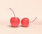 3d Icon cherry, monochrome red fruit, flat color, 3d Rendering, healthy food