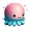 3d icon cute octopus kawaii smiling cartoon illustration. Summer Ocean fish Minimal tropic beach object isolated Transparent