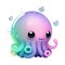 3d icon cute octopus kawaii smiling cartoon illustration. Summer Ocean fish Minimal tropic beach object isolated Transparent