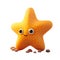 3d icon cute Starfish smiling cartoon illustration. Kawaii summer Ocean fish Minimal tropic beach object isolated Transparent