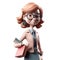 3d icon cute woman accountant with a briefcase in hand businesswoman concept Cartoon minimal style on isolated transparent