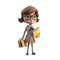 3d icon cute woman accountant with a briefcase in hand businesswoman concept Cartoon minimal style on isolated transparent