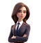 3d icon cute Young avatar business woman or office worker stands and holds work documents folder. people character illustration.