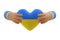 3d icon hand Ukraine flag heart