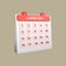 3D icon labor day calender rendered isolated on the colored background