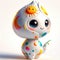 A 3D icon quirky character shaped like flower, toy decorated with cosmic elements. AI generated 3d icon for avatars, networks,