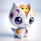 A 3D icon quirky character shaped like flower, toy decorated with cosmic elements. AI generated 3d icon for avatars, networks,