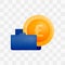 3d icon realistic render style of money in the folder, metaphor for saving and investing or managing budget and expenses. Can be