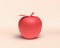 3d Icon, a red apple, monochrome red fruit, flat color, 3d Rendering, healthy food