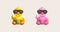 3d icon.Rubber duck wearing black glasses or ducky bath toy flat. Cute rubber floating for children