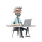 3D icon Young business man working with his laptop in the office or home, employee, freelancer programmer cartoon close up