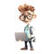 3D icon Young business man working with his laptop in the office or home, employee, freelancer programmer cartoon close up