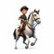 3d Illustrated Horse Riding With Disney Animation Style