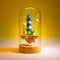 3D illustration,3D rendering, miniature of the lighthouse in a bottle of different colors
