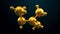 3D illustration of abstract gold molecule background