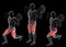 3d illustration of alternate front lunges with barbell on black background