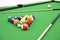 3D illustration American pool snooker balls background. American Billiard. Close up Billiard balls. Bar game. Billiard