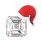 3D illustration asscher diamond stone in the Christmas Santa