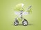 3d illustration of baby carriage cradle with basket for walks with light green inserts on light green background with shadow