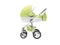 3d illustration of baby carriage cradle with basket for walks with light green inserts on white background no shadow