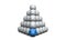 3D Illustration Ball pyramid concept blue 2