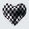 3d illustration of a balloon in the form of a heart, with a chess texture
