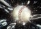 3d illustration of a baseball ball exploding and scattering debris