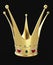 3d Illustration of Beautiful golden princess crown with red ruby hearts isolated black