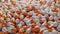 3D illustration  Big Stack Of Orange Medical Pills And Capsules