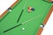 3D illustration Billiard balls on green table with billiard cue, Snooker, Pool game, Billiard concept