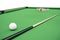 3D illustration Billiard balls on green table with billiard cue, Snooker, Pool game, Billiard concept