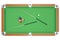 3D illustration Billiard balls on green table with billiard cue, Snooker, Pool game, Billiard concept. Top view