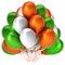 3d illustration of birthday balloons bunch green orange white