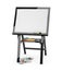 3d illustration of black easel with paint, isolated white