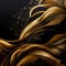 3D illustration. Black and golden streaming fabric.