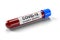 3D illustration of a blood test tube with positive COVID-19 test