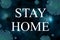 3d illustration, blue coronovirus virus against a dark background, banner call - stay home