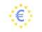 3D illustration of blue euro currency symbol with twelve stars a