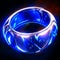 3d illustration of a blue glass ring with reflection on a black background AI Generated