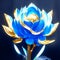 3d illustration of a blue lotus flower with golden petals Generative AI