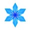 3d illustration of a blue origami snowflake. The object is separate from the background.