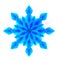 3d illustration of a blue origami snowflake. The object is separate from the background.