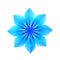 3d illustration of a blue origami snowflake. The object is separate from the background. Vector element