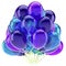 3d illustration of blue purple party balloons bunch event icon