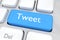 3D illustration of a blue tweet button