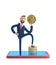 3d illustration.  Businessman Billy with bitcoin. Mobile banking concept. Online Bank. Cryptocurrency