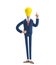 3d illustration. Businessman Billy with yellow bulb. Innovation and inspiration concept.