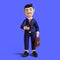 3D illustration Businessman Holding Briefcase