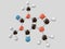 .3d Illustration of Caffeine molecular model isolated grey background